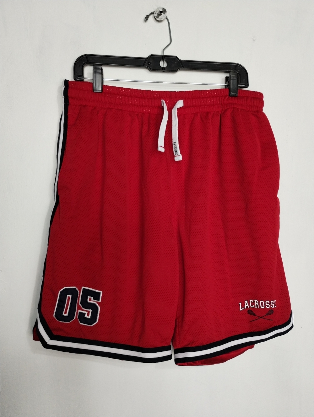 Red Lacrosse Athletic Shorts with Contrast Trim